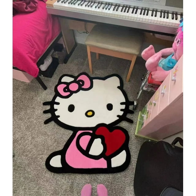 Sanrio Kawaii Hello Kitty Floor Mat Carpet Plush Kt Cat Cartoon Cute Nonslip Imitation Cashmere