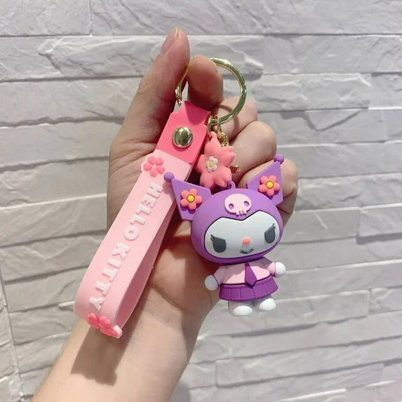 Sanrio Kawaii Hello Kitty Keychain Pink Kuromi Melody Cinnamoroll Car Key Ring Backpack Pendant Ornaments Girls Holiday Gifts