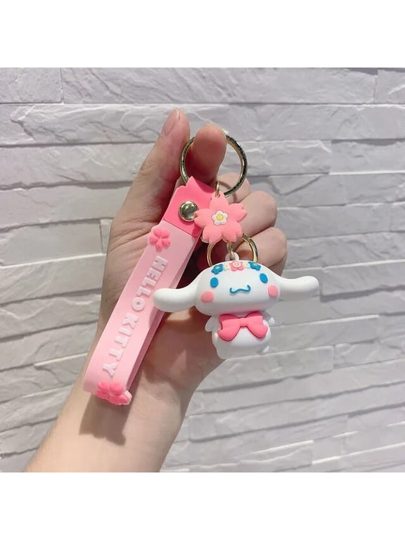 Sanrio Kawaii Hello Kitty Keychain Pink Kuromi Melody Cinnamoroll Car Key Ring Backpack Pendant Ornaments Girls Holiday Gifts