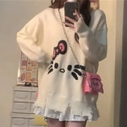 Sanrio Kawaii Hello Kitty Knitted Sweater Women Autumn Winter New Preppy Girls Pullovers Y2k Cute Cartoon Versatile Clothing