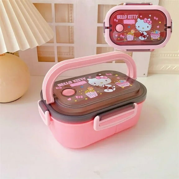 Sanrio Kawaii Hello Kitty Lunch Box Kuromi My Melody Cinnamoroll Cartoon Cute Plastic Lunch Box Student Ins Square Fast Food Box
