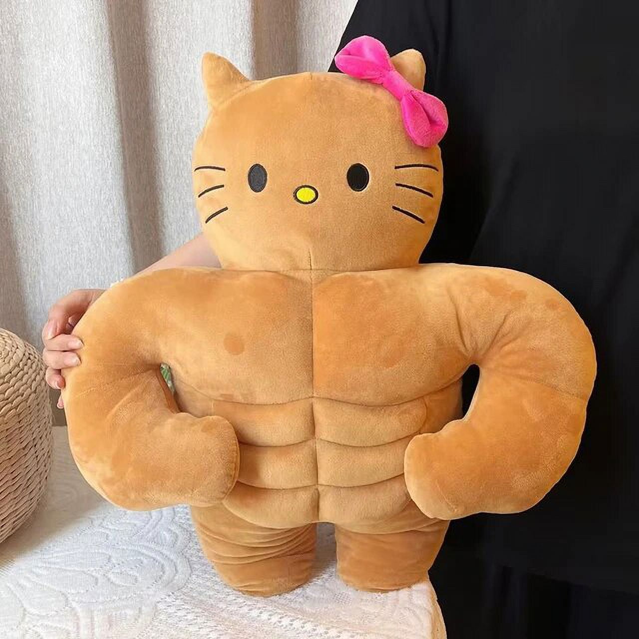 Sanrio Kawaii Hello Kitty Muscle Plush Funny Chest Muscle Abdominal