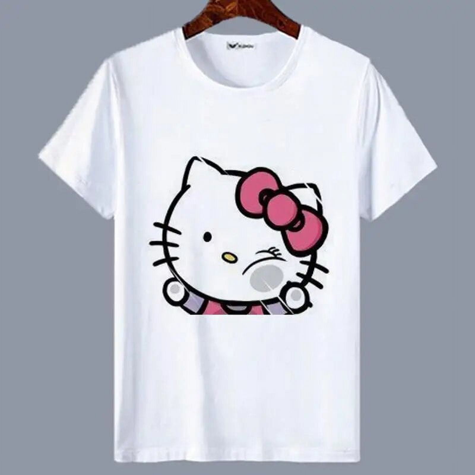 Sanrio Kawaii Hello Kitty Shirt Kawaii Print Short Sleeve T-shirt Cute ...
