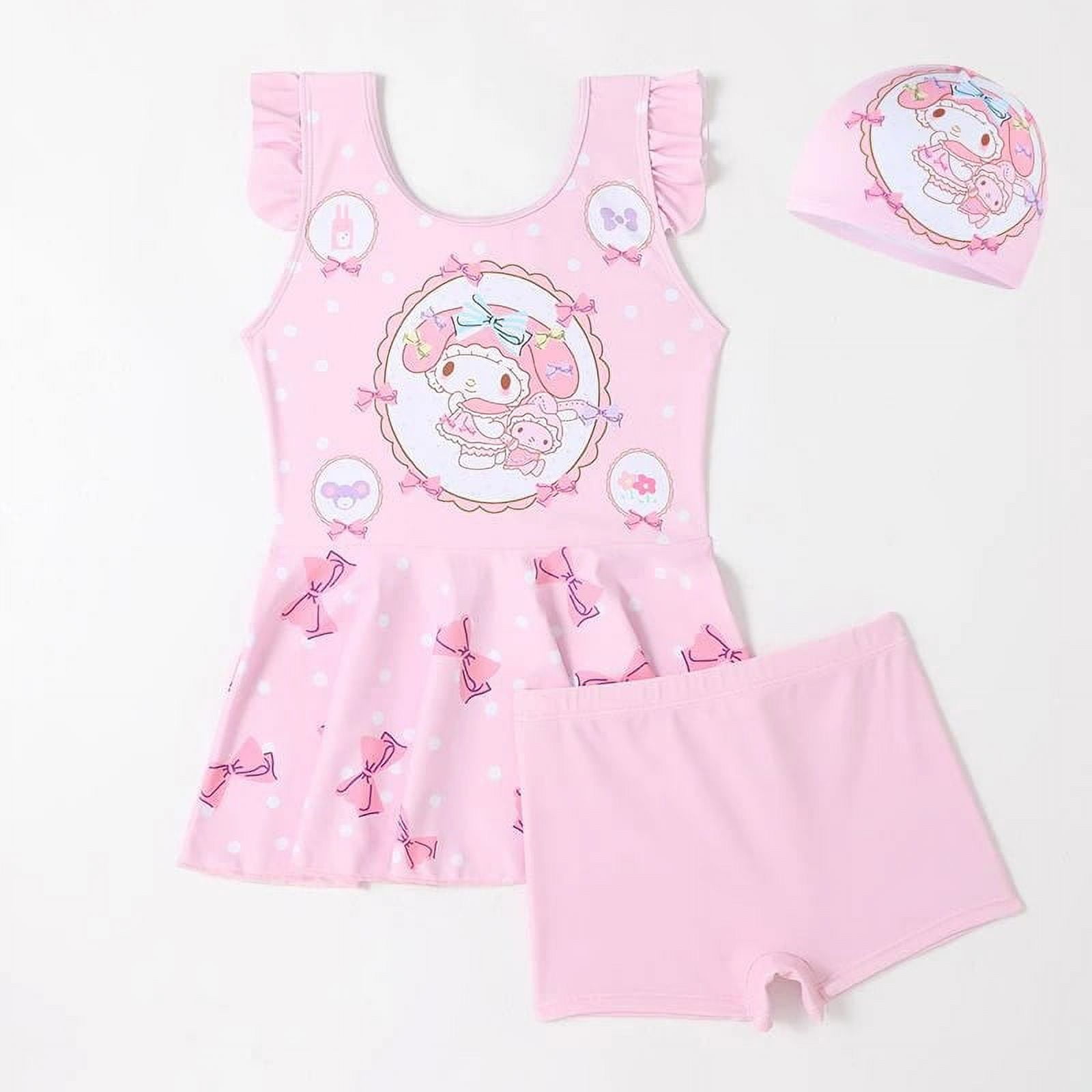 Monnalisa Red & Blue Striped Hello Kitty Swimsuit