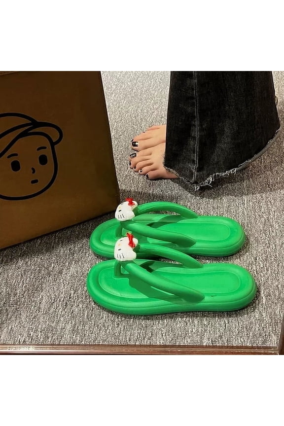 Sanrio Kawaii Hello Kittys Slippers Y2K Women Wedge Flip Flop High Heels Slippers Cartoon Outdoor Anti-Slip Beach Platform Shoes