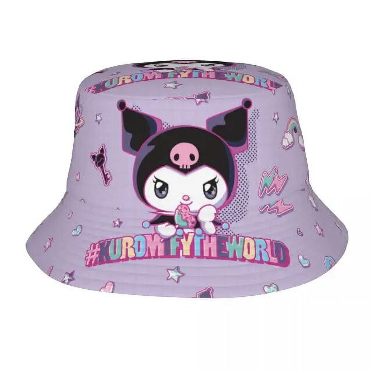 Sanrio Kawaii Kuromi Bucket Hat for Women Beach Sanrio Merch Sun Hats ...