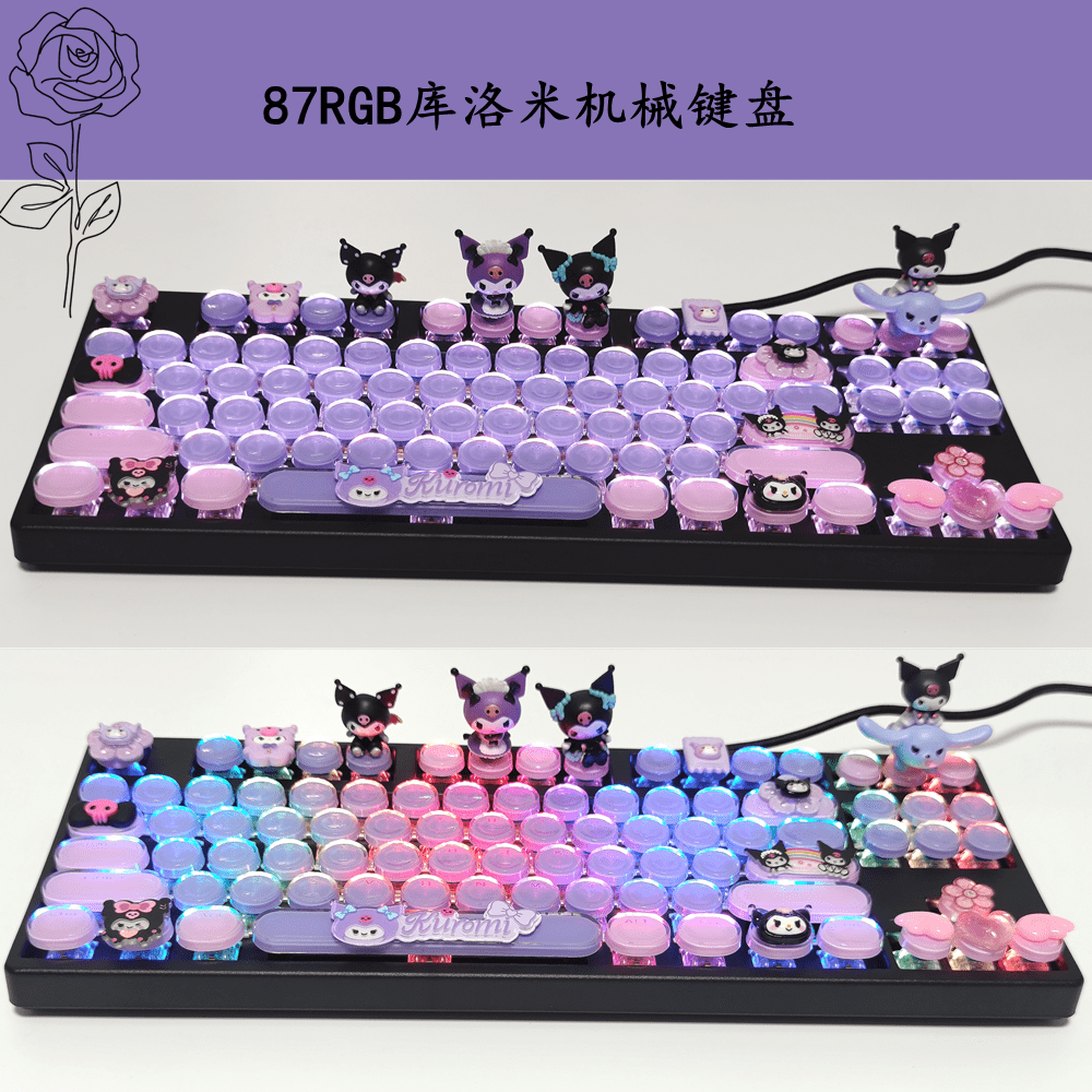 Sanrio Kawaii Kuromi My Melody Cinnamoroll Mechanical Keyboard 87/104