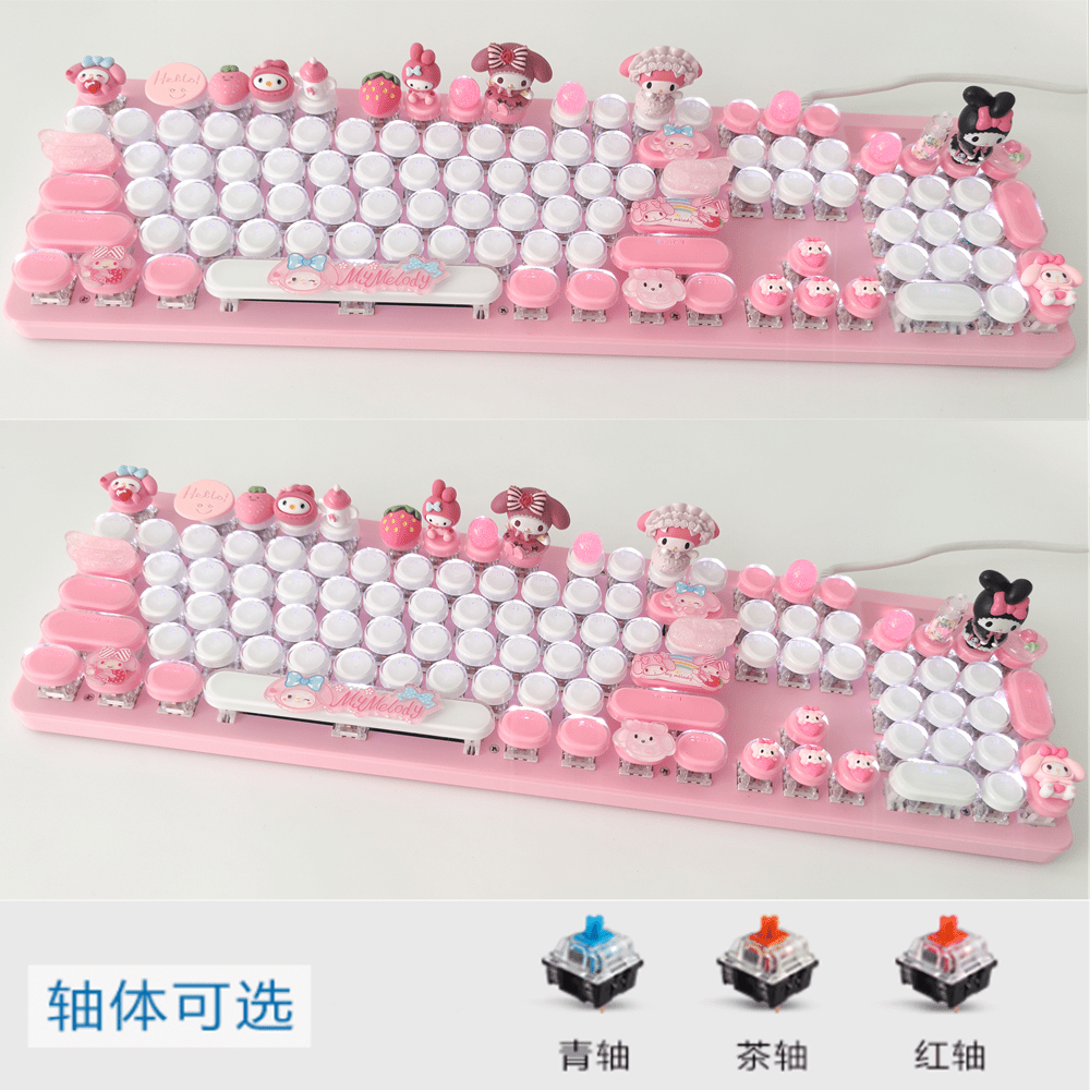 Sanrio Kawaii Kuromi My Melody Cinnamoroll Mechanical Keyboard 87/104