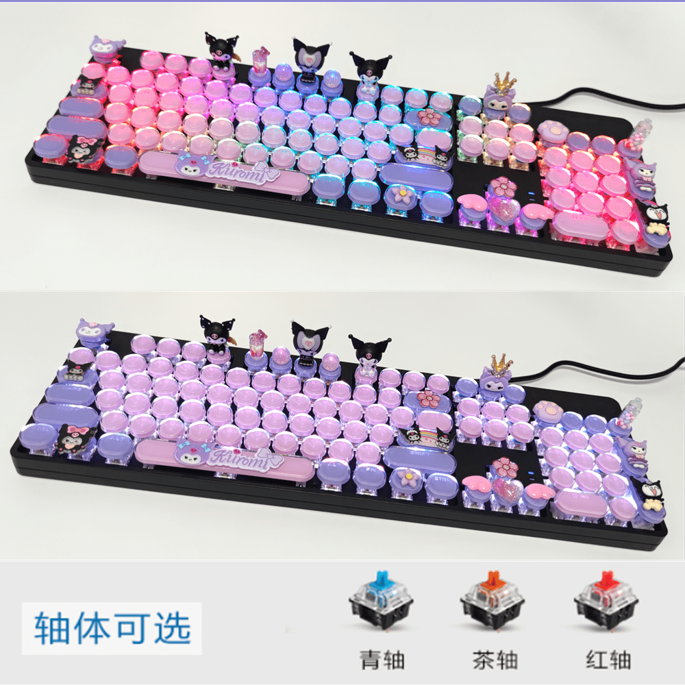 Sanrio Kawaii Kuromi My Melody Cinnamoroll Mechanical Keyboard 87/104