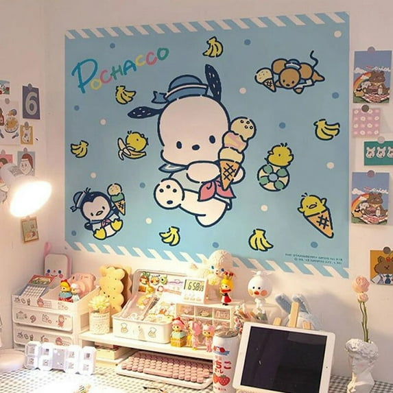 Sanrio Kawaii Kuromi Poster Cinnamoroll My Melody Anime Cute Dormitory HD Waterproof Moisture-proof Bedroom Decorative Wallpaper