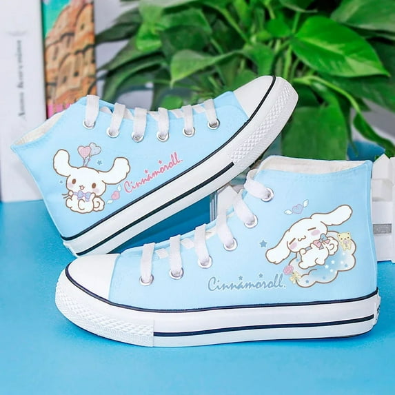 Sanrio Kawaii Kuromi Students High-top Canvas Shoes Cinnamoroll My Melody Anime Cartoon Cute Versatile Fashion Graffiti Sneakers