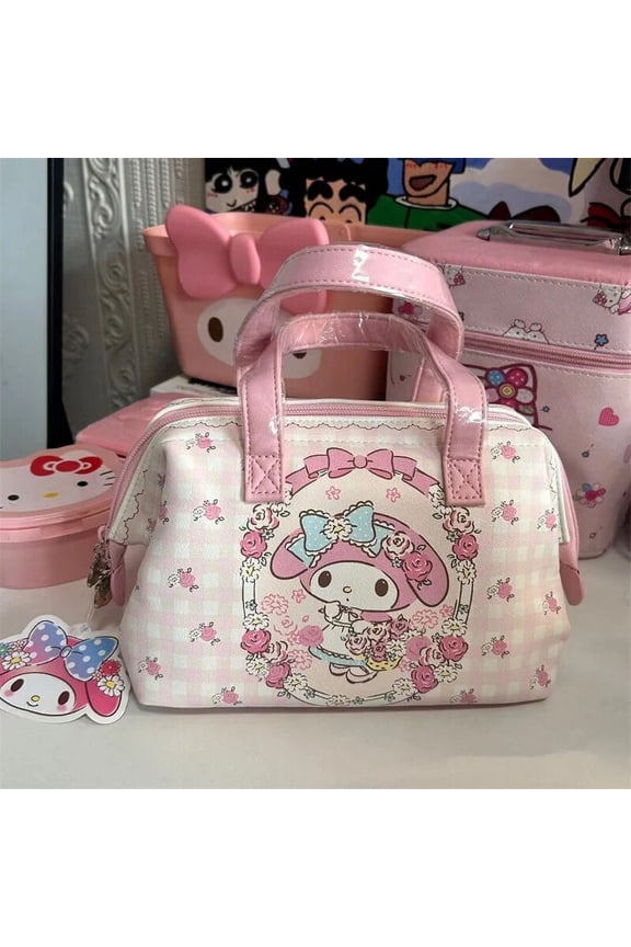 Sanrio Kawaii My Melody Handbag Student Cartoon Anime Daily Commuting Stationery Cosmetics PU Storage Bag Uniform Bag Girl Gift