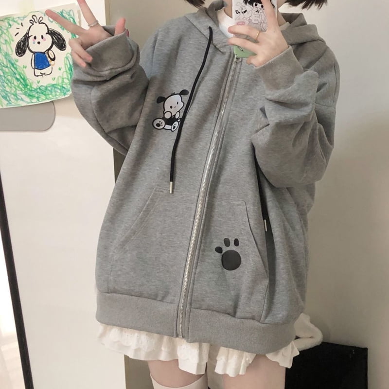 Sanrio Kawaii Pochacco Coat Girl Cartoon Cute Sweet Zipper Cotton