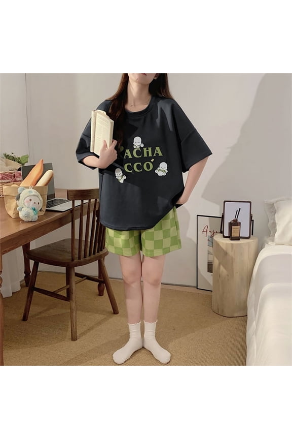 Sanrio Kawaii Pochacco Short Sleeve Pajama Suit Cute Cartoon Anime Summer Home Clothes Three Piece Set Couple Casual Smooth