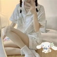 thumbnail image 1 of Sanrio Kawaii Pochacco Women Winter Warm Flannel Pajamas Thick Coral Velvet Long Sleeve Cartoon Sleepwear Kawaii Home Suit Coat, 1 of 23