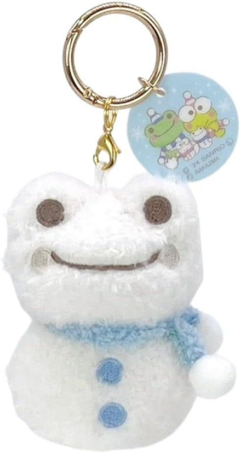 Sanrio Kerokeroppi x Frog Pickles Snowman Carabiner Mascot Keychain Plush H9 x W6 x D4.5 cm