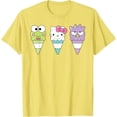 thumbnail image 1 of Sanrio Keroppi Hello Kitty Badtz-Maru Ice Cream Cone T-Shirt for Men Women Teenager, Cornsilk Color, Size M, 1 of 1