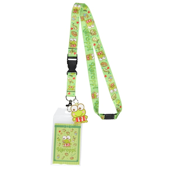 Sanrio Keroppi ID Badge Holder Lanyard w/ 2" Character Rubber Pendant