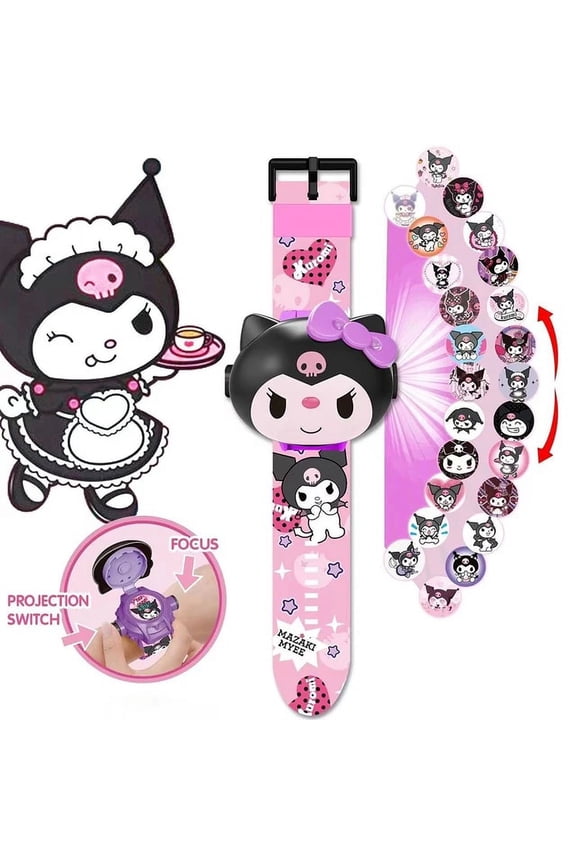Kid Toy Watches Kuromi Cartoon Clamshell Clear Projections Intellectual Development Electronic Watch
