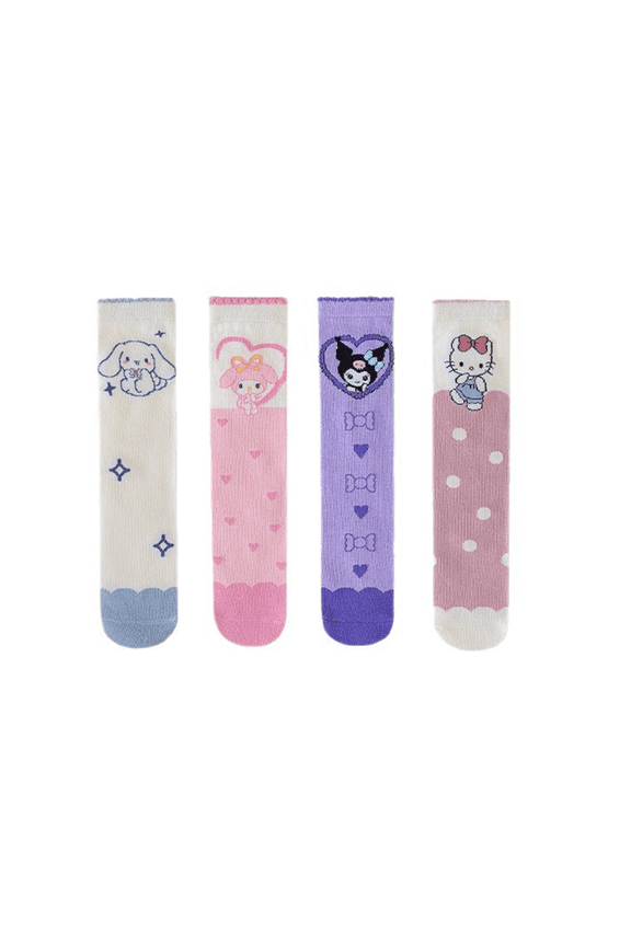 Sanrio Kids Knee-high Socks, 4 Pair Cute Classic Characters in Sanrio Design, Soft, Comfortable, Colorful Graphic Socks for Age 3-10 Kids, Ideal Gift for Sanrio Fans