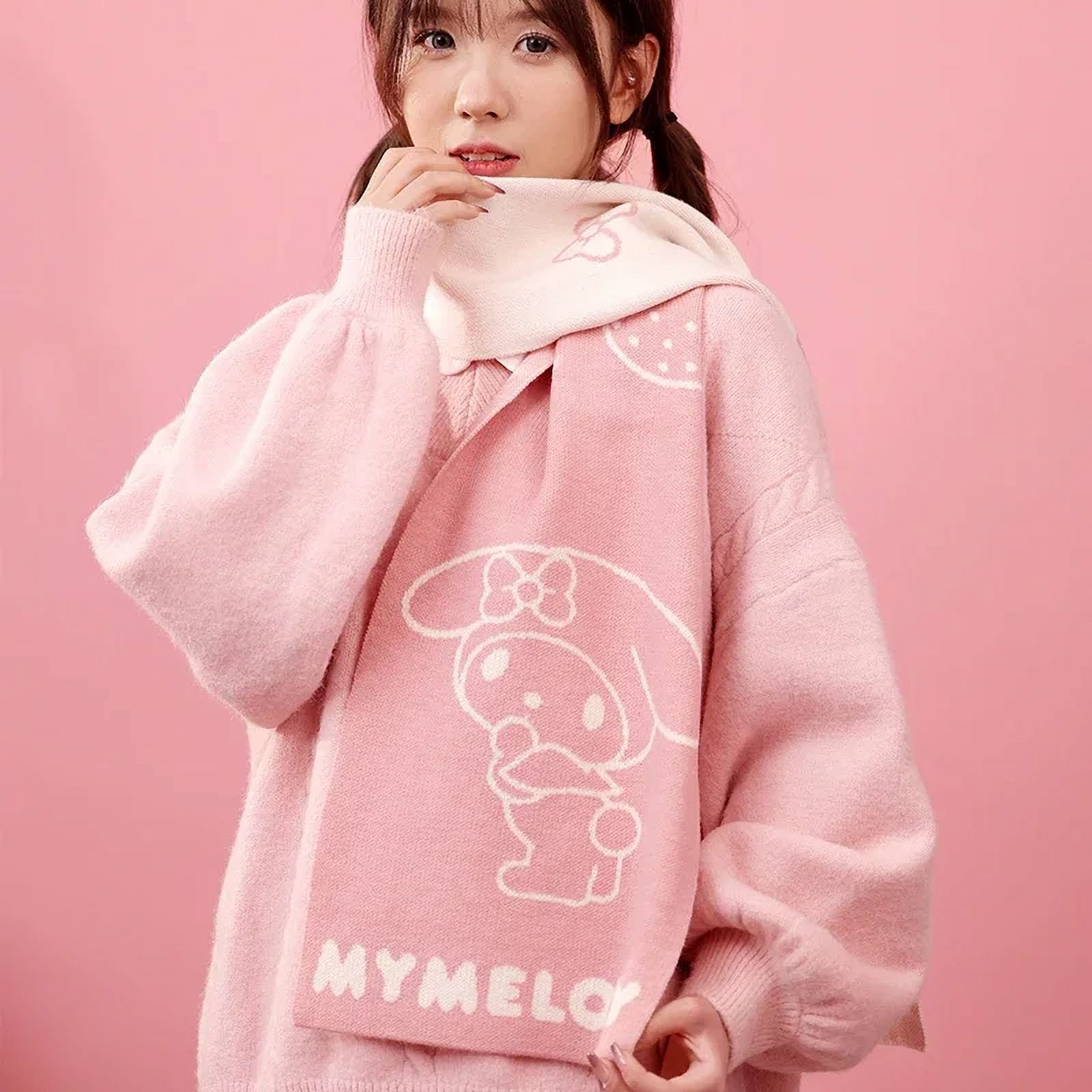 ★TAW&TOE★ OG Kuromi Scarf SET Sanrio Knitted Scarf Kuromi My Melody Cinnamoroll Cartoon