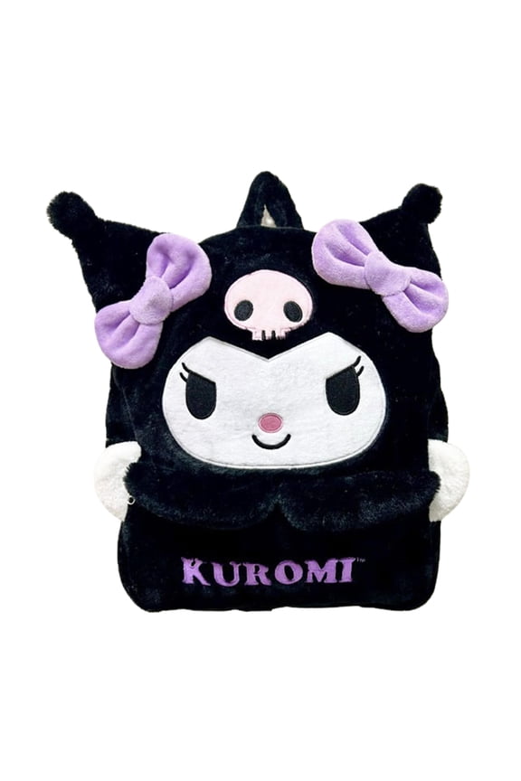 Sanrio Kuromi 16 Inch Embroidered Plush Backpack