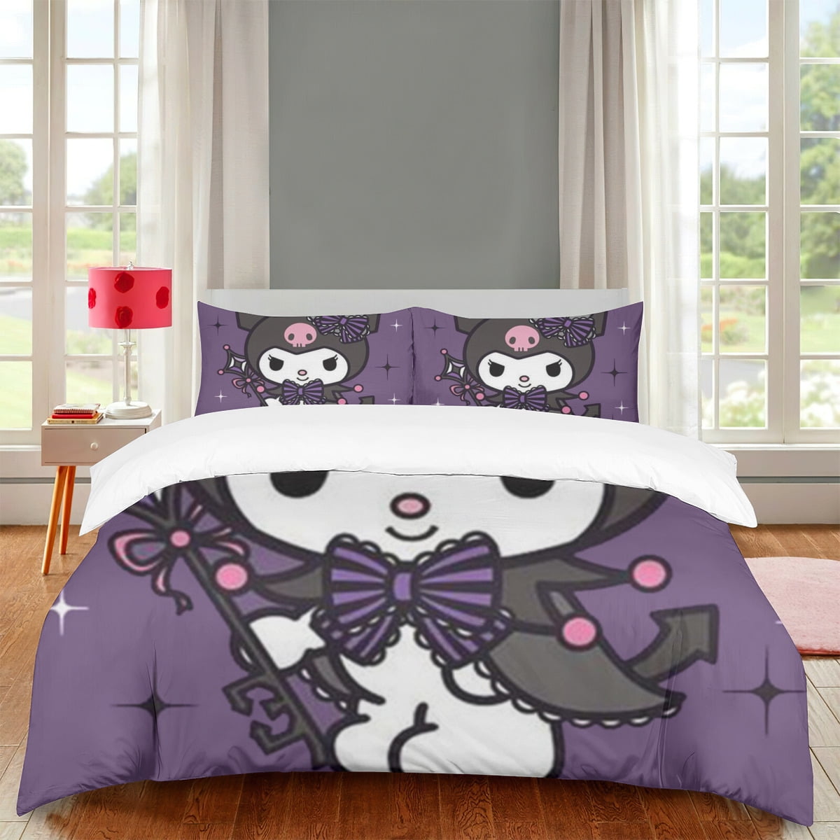 Sanrio Kuromi Bedding Set Cartoon Anime Kuromi Melody Quilt