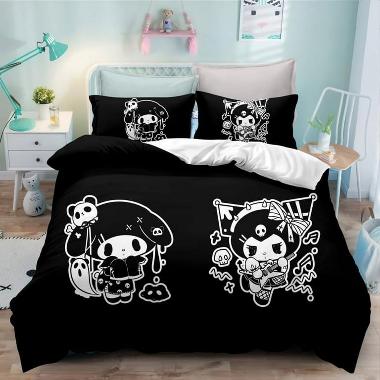 Sanrio Kuromi Bedding Set Cartoon Anime Kuromi Melody Quilt