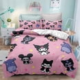 thumbnail image 1 of Sanrio Kuromi Bedding Set Cartoon Anime Kuromi Melody Quilt Duvet Cover Pillowcase Kid Girls Gothic Bed Set Twin Queen King Size, 1 of 10