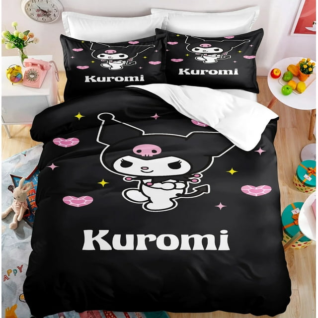 Sanrio Kuromi Bedding Set Cute Bed Quilt Cover Pillow Case Household
