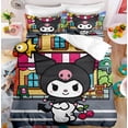 thumbnail image 1 of Sanrio Kuromi Bedding Set Cute Bed Quilt Cover Pillow Case Household Single Double Three Piece Set Children Cartoon Anima Gift, 1 of 10