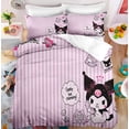 thumbnail image 1 of Sanrio Kuromi Bedding Set Cute Bed Quilt Cover Pillow Case Household Single Double Three Piece Set Children Cartoon Anima Gift, 1 of 10