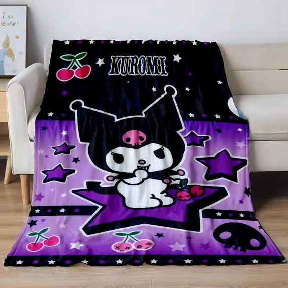 Sanrio Kuromi Cartoon Blanket Kawaii Flannel Blanket Child Soft Quilt Thicked Plush Sofa Four Season Multifunctional Nap Blanket