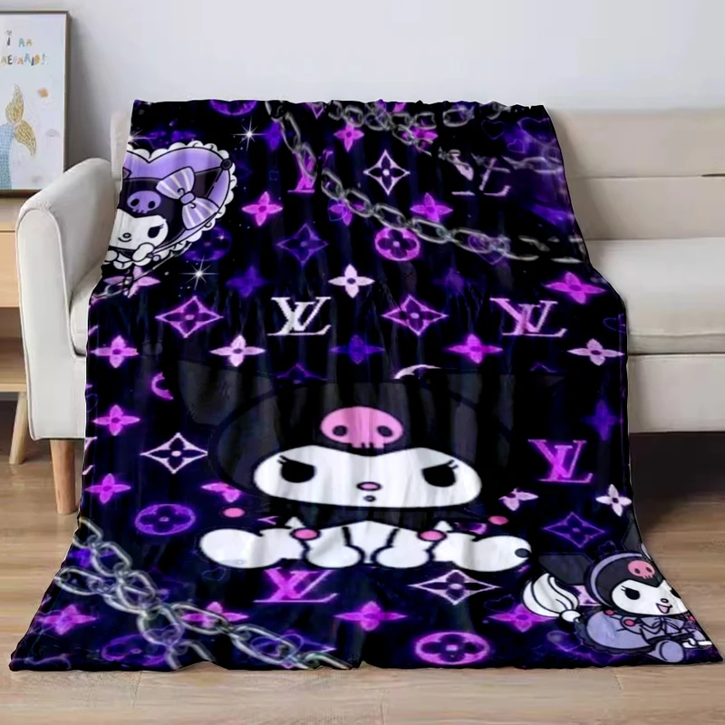 Sanrio Kuromi Cartoon Blanket Kawaii Flannel Blanket Child Soft Quilt Thicked Plush Sofa Four Season Multifunctional Nap Blanket