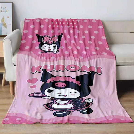 Sanrio Kuromi Cartoon Blanket Kawaii Flannel Blanket Child Soft Quilt Thicked Plush Sofa Four Season Multifunctional Nap Blanket