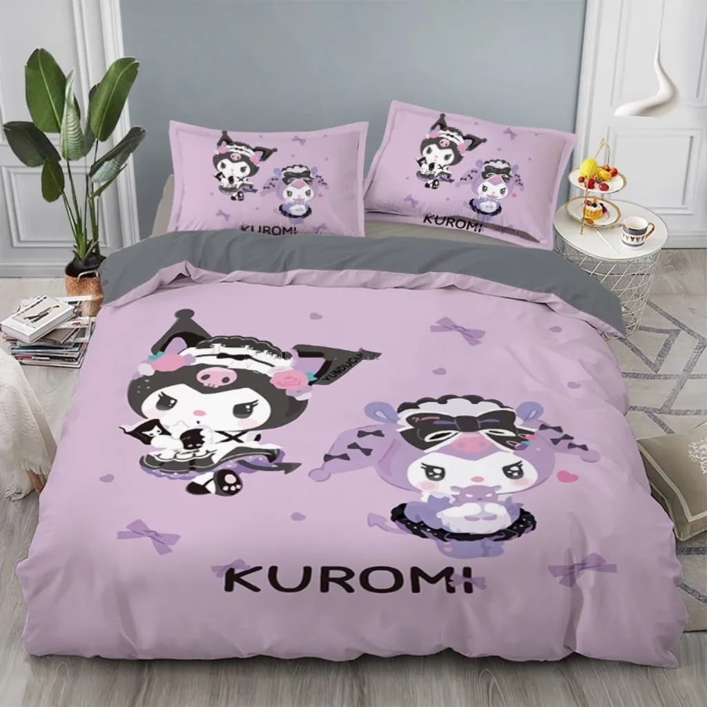 Sanrio Kuromi Cartoon Cute Duvet Cover Bedding Set Quilt Cover Bed Set ...