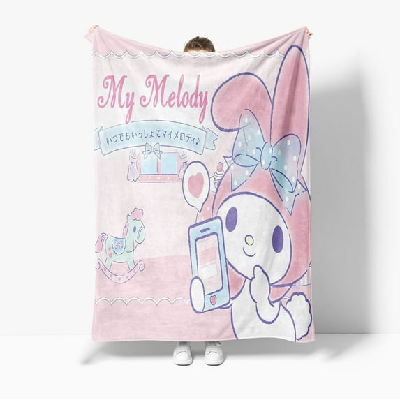 Sanrio Kuromi Cinnamoroll Flannel Blanket Soft Quilt Thicken Plush Nap Blanket Cartoon My Melody Sofa Blanket Child Aldult Gift