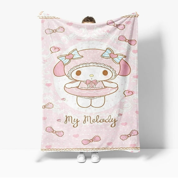 Sanrio Kuromi Cinnamoroll Flannel Blanket Soft Quilt Thicken Plush Nap Blanket Cartoon My Melody Sofa Blanket Child Aldult Gift