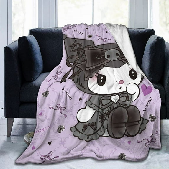 Sanrio Kuromi Cinnamoroll Flannel Blanket Soft Quilt Thicken Plush Nap Blanket Cartoon My Melody Sofa Blanket Child Aldult Gift