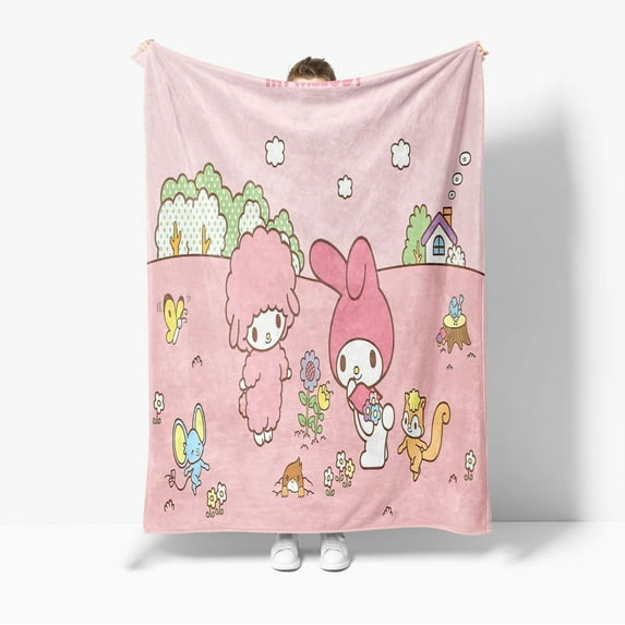 Sanrio Kuromi Cinnamoroll Flannel Blanket Soft Quilt Thicken Plush Nap Blanket Cartoon My Melody Sofa Blanket Child Aldult Gift