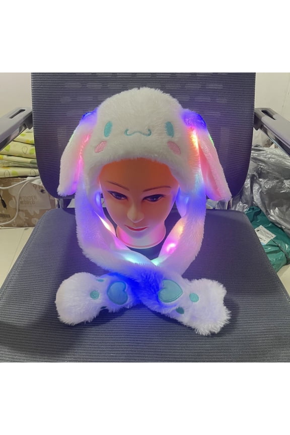 Sanrio Kuromi Cinnamoroll Melody Hello Kitty Plush Luminous Moving Ears Hat Cartoon Winter Cute Gift