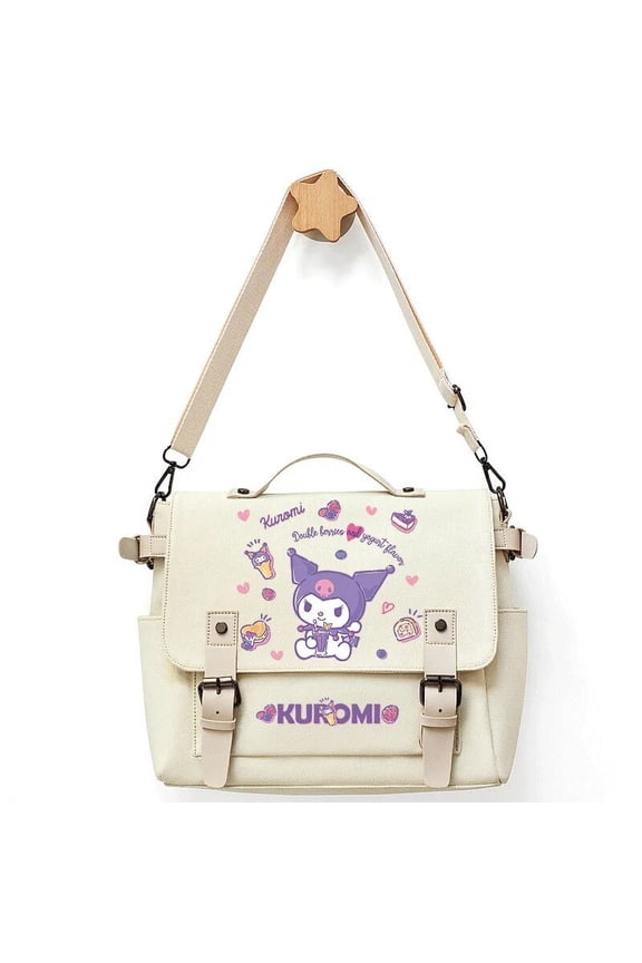 Sanrio Kuromi Cute Bags Cartoon Canvas Messenger Bag Women Casual Shoulder Bag Y2k Student Japan Style Satchels Female Handbags