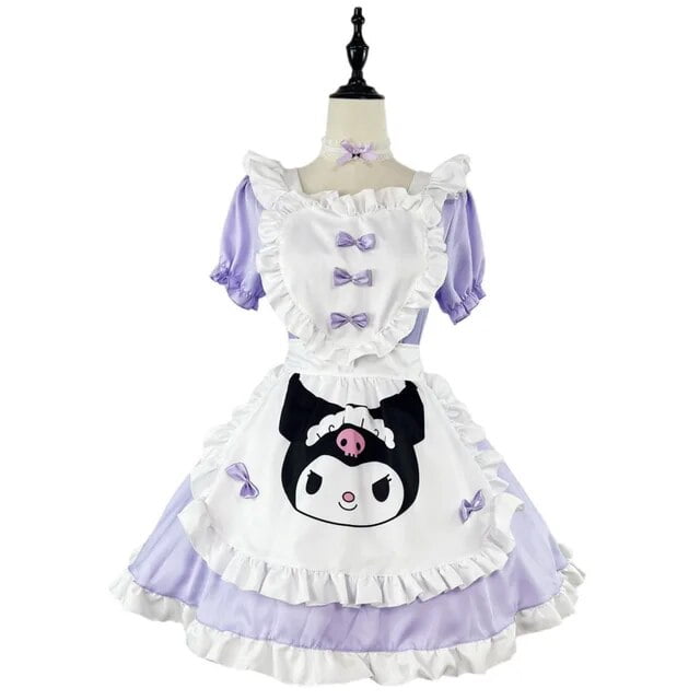 Sanrio Kuromi Cute Costume Elegant Dress For Women Y2k Japanese Style ...