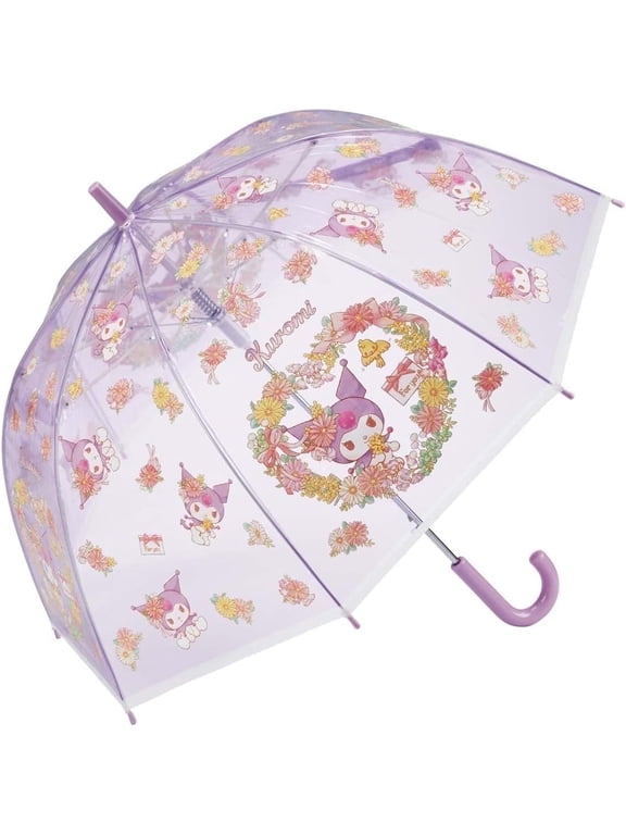 Kuromi Cute Fashionable Dome-Shaped Vinyl Stick Umbrella, Kuromi, Purple, 1