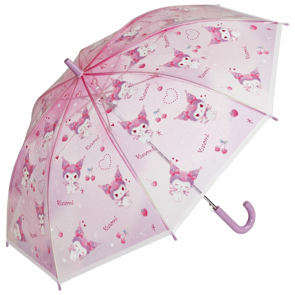 Sanrio Kuromi Cute Vinyl Jump Start Stick Umbrella. Dome Shaped Deep Tension Stylish and Very Popular. Best Gift. 55cm