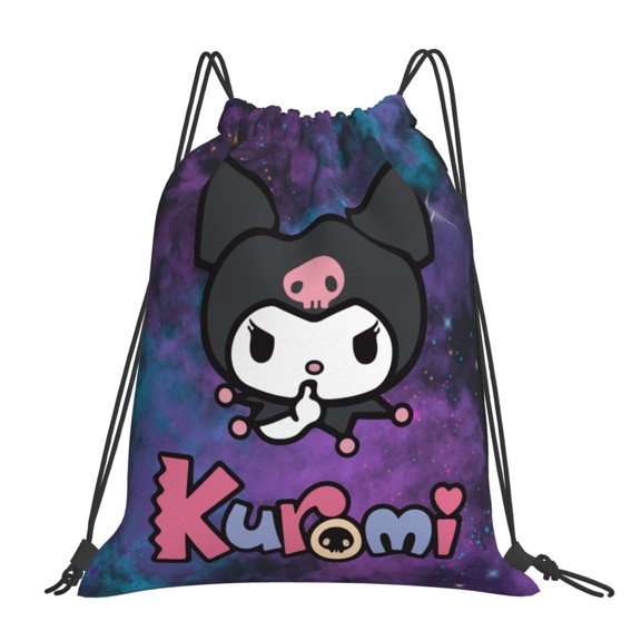 Sanrio Kuromi Drawstring Backpack Sport Gym Bag For Yoga Swimming Gymsack Sport Strap Pack Bag