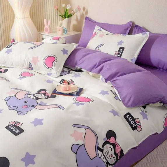 Sanrio Kuromi Duvet Cover Hello Kitty Bedding Products Cartoon Winter Kawaii Cute Girl Women Thickening Warm Quilt Core Cover