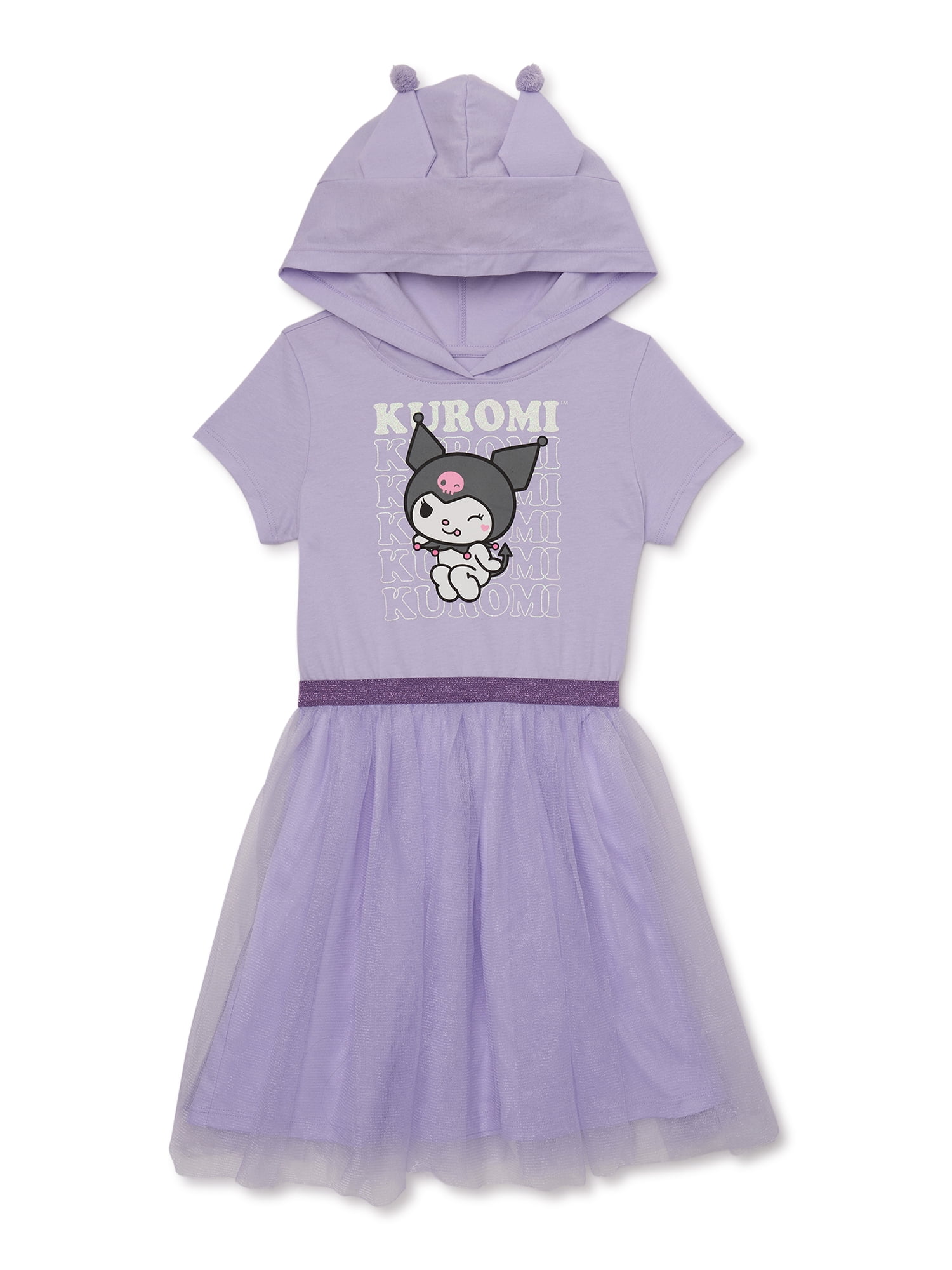Sanrio Kuromi Girls Hooded 3D Ears Cosplay Dress with Mesh Skirt, Sizes 4-16 - Walmart.com
