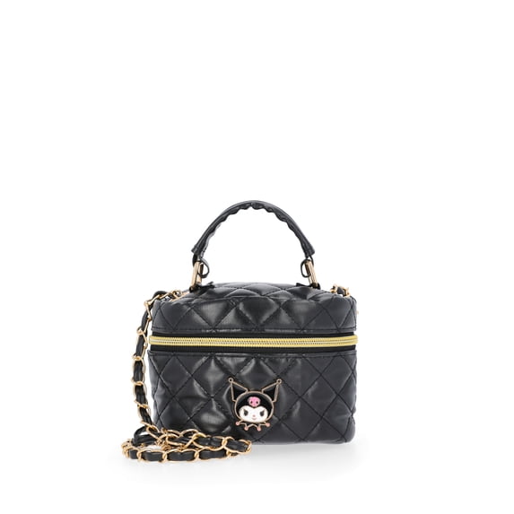 Sanrio Kuromi Girls Quilted Faux Leather Mini Crossbody Bag