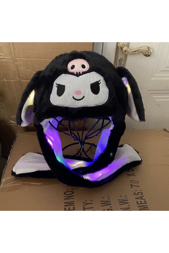 Sanrio Kuromi Hello Kitty Cinnamoroll Melody Plush Luminous Moving Ears Hat Cartoon Winter Cute Gift